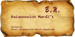 Balassovich Marót névjegykártya